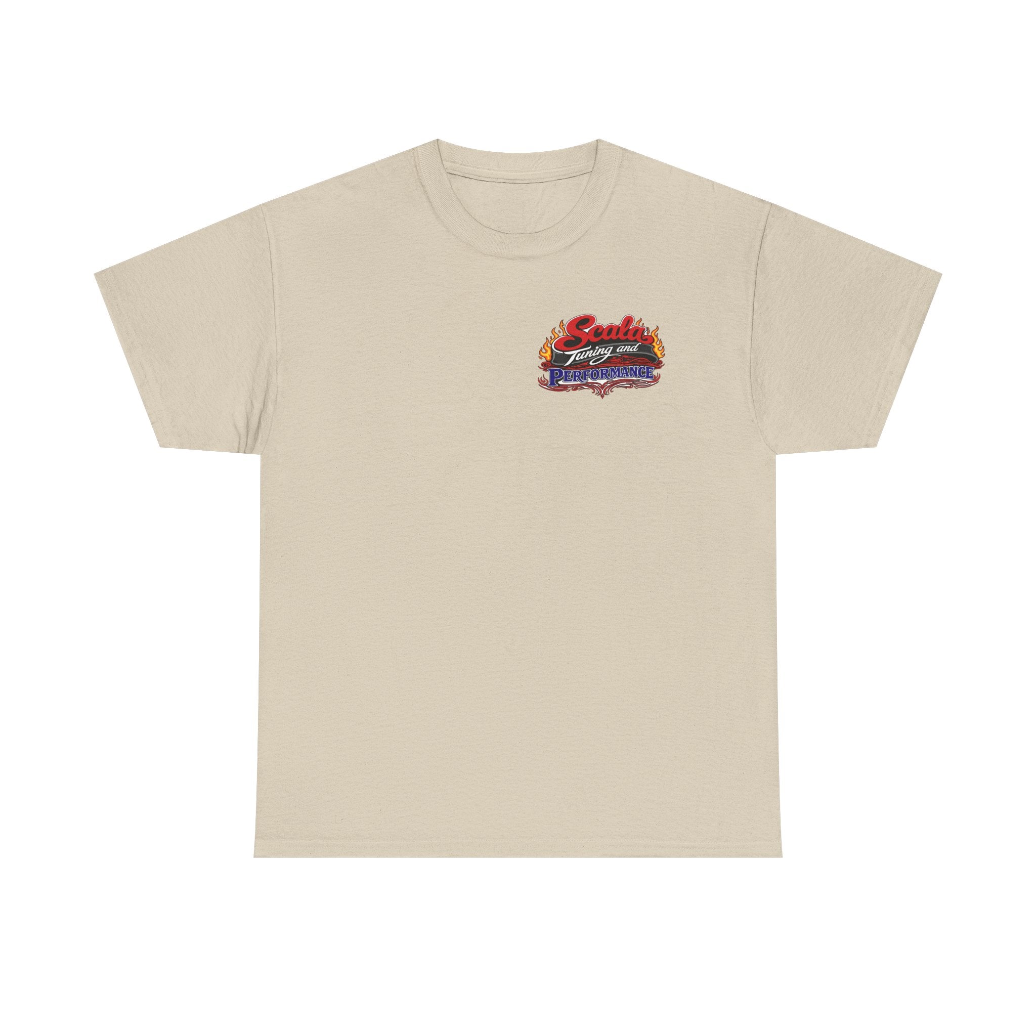 T-Shirt — Scala Tuning Crest Graphic Tee (Vintage Motor & Flames)