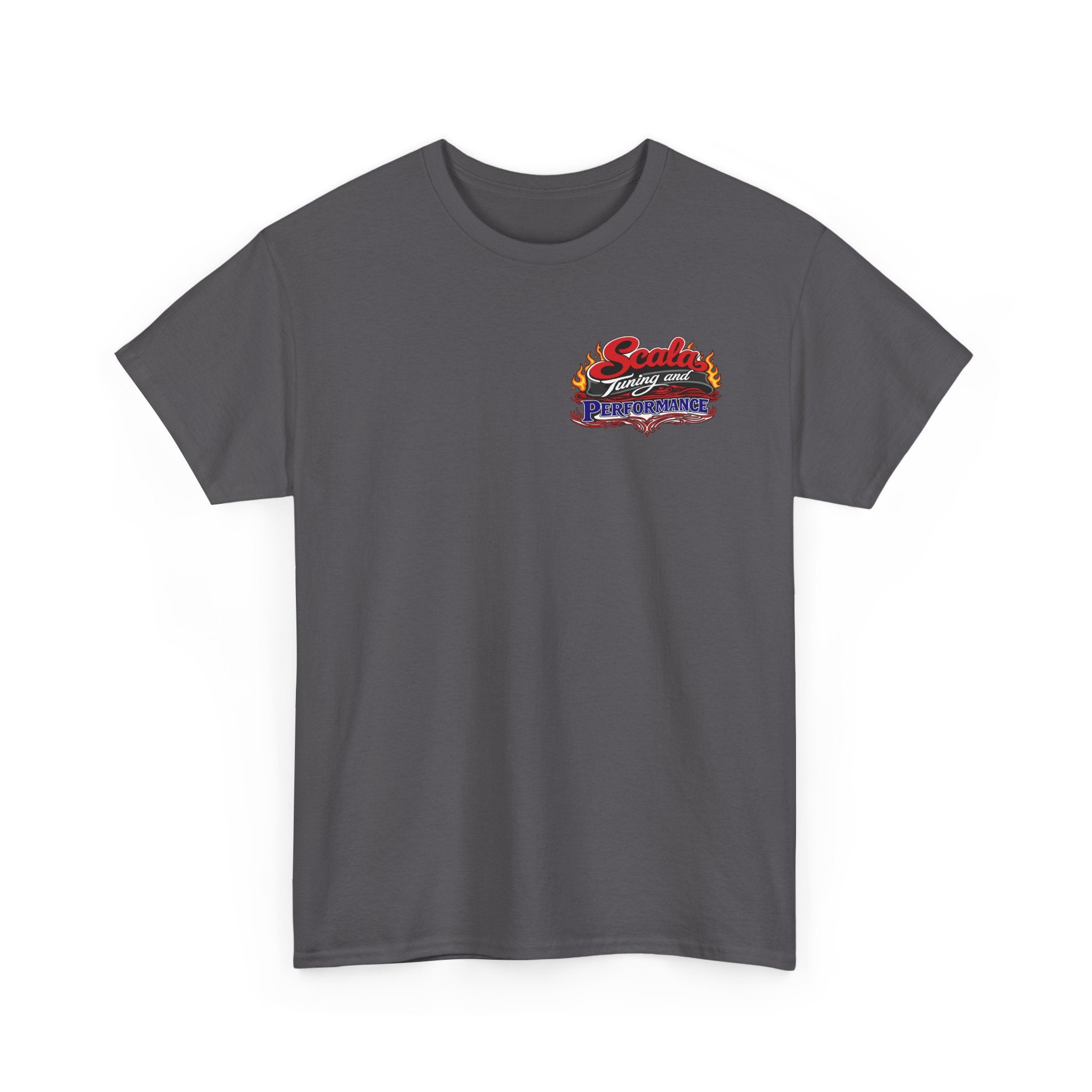 T-Shirt — Scala Tuning Crest Graphic Tee (Vintage Motor & Flames)