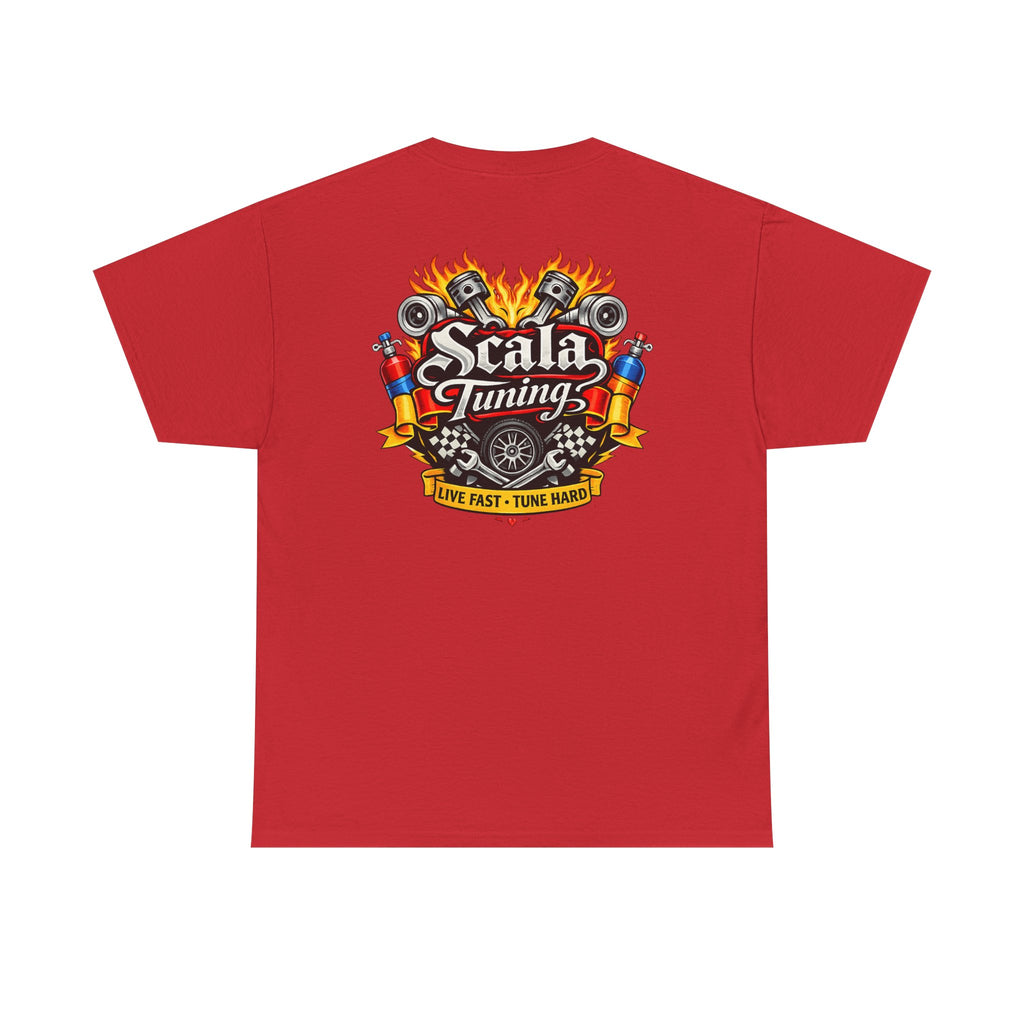 T-Shirt — Scala Tuning Crest Graphic Tee (Vintage Motor & Flames)