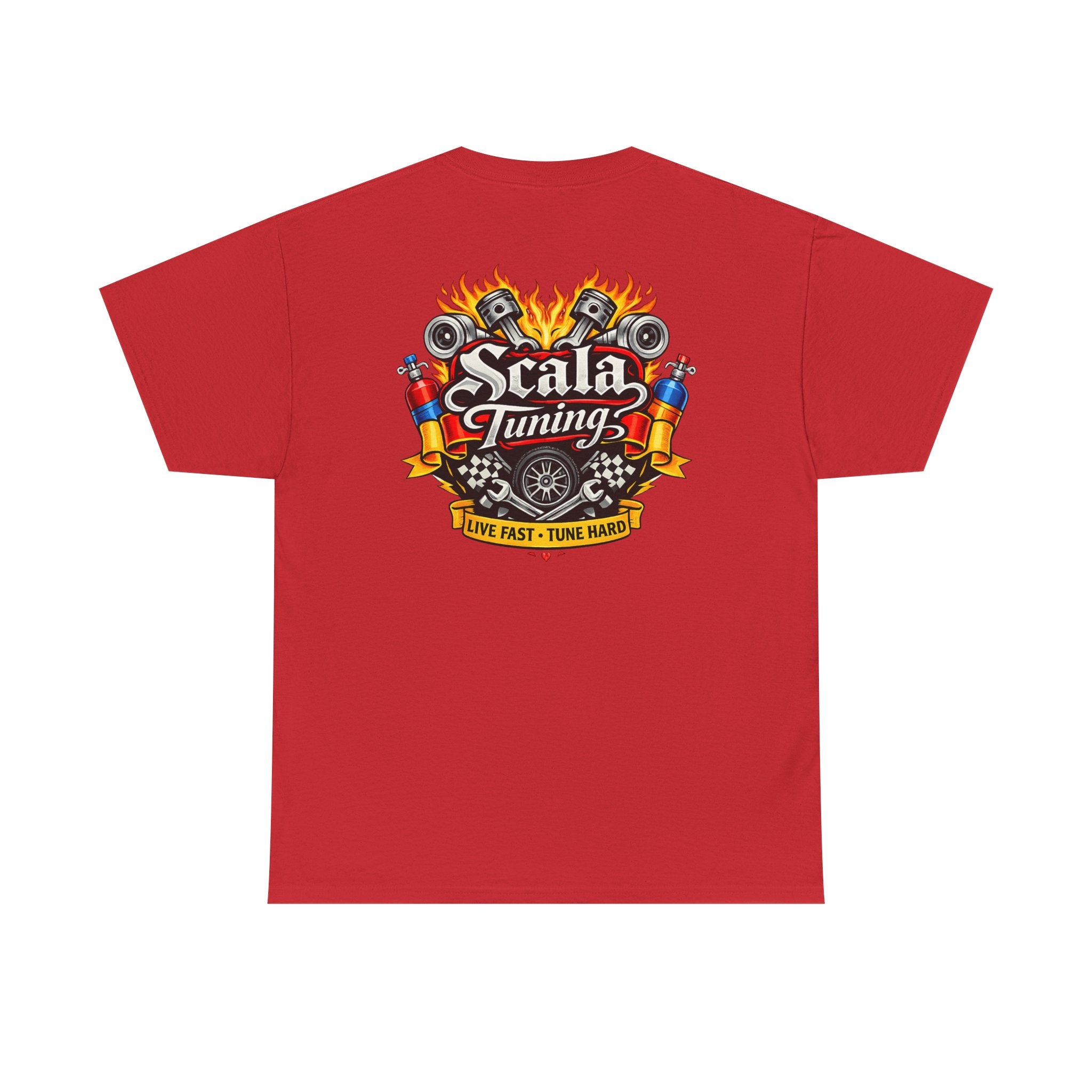 T-Shirt — Scala Tuning Crest Graphic Tee (Vintage Motor & Flames)