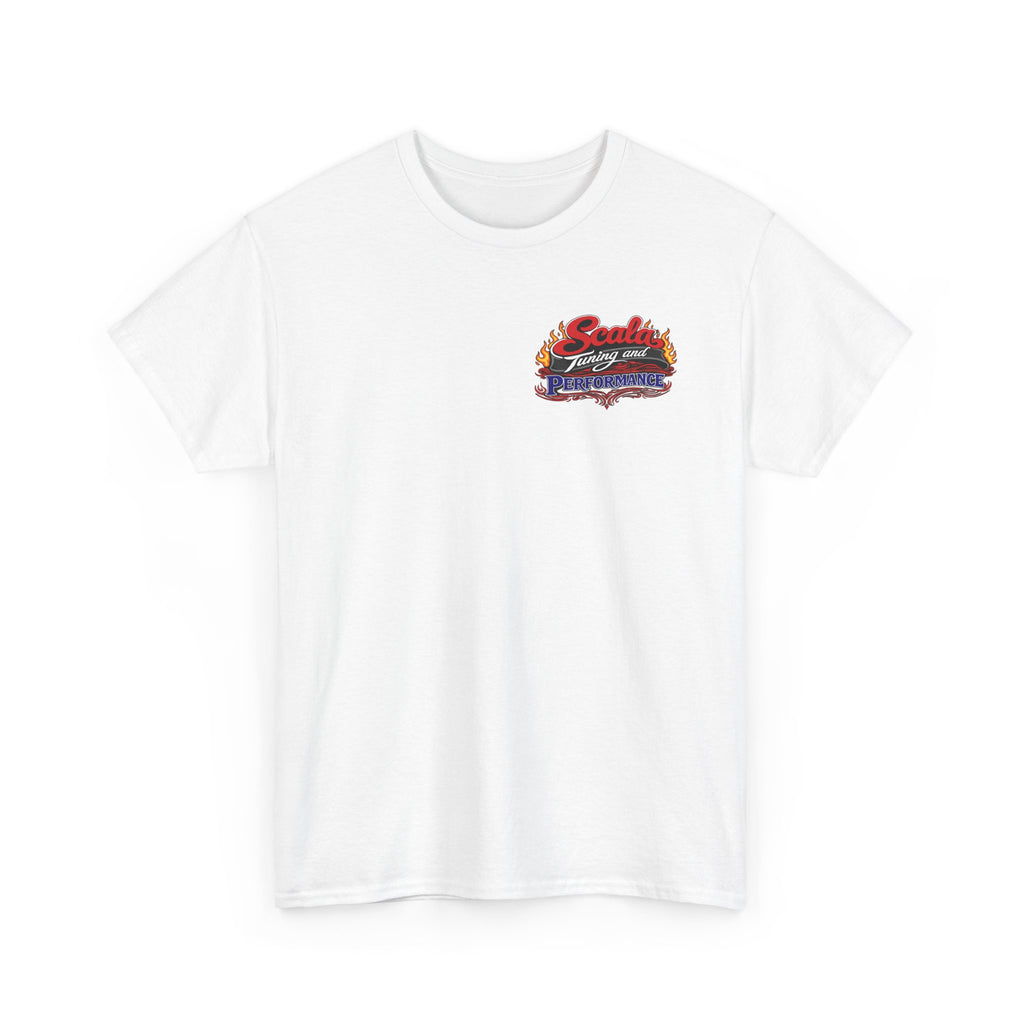 T-Shirt — Scala Tuning Crest Graphic Tee (Vintage Motor & Flames)
