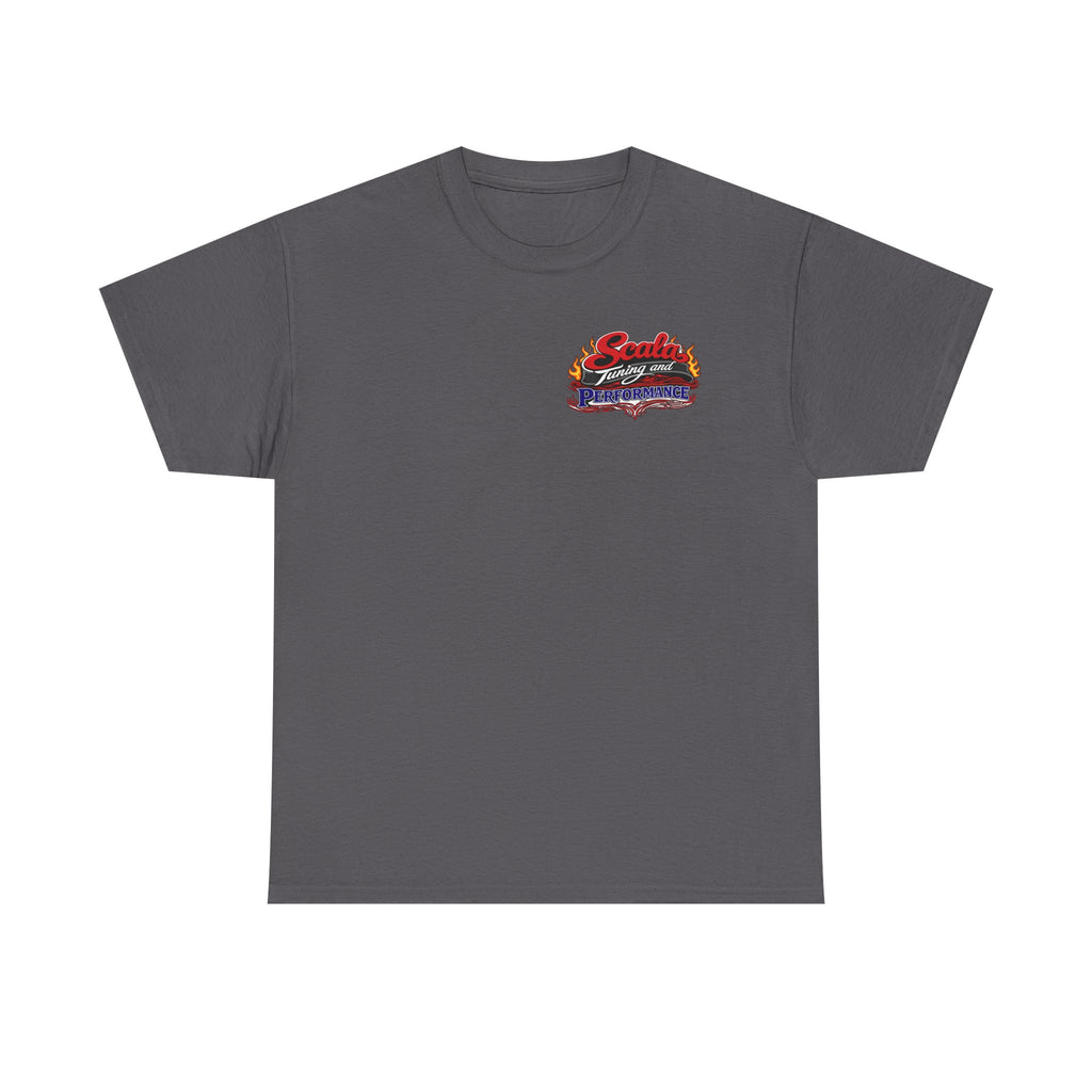 T-Shirt — Scala Tuning Crest Graphic Tee (Vintage Motor & Flames)