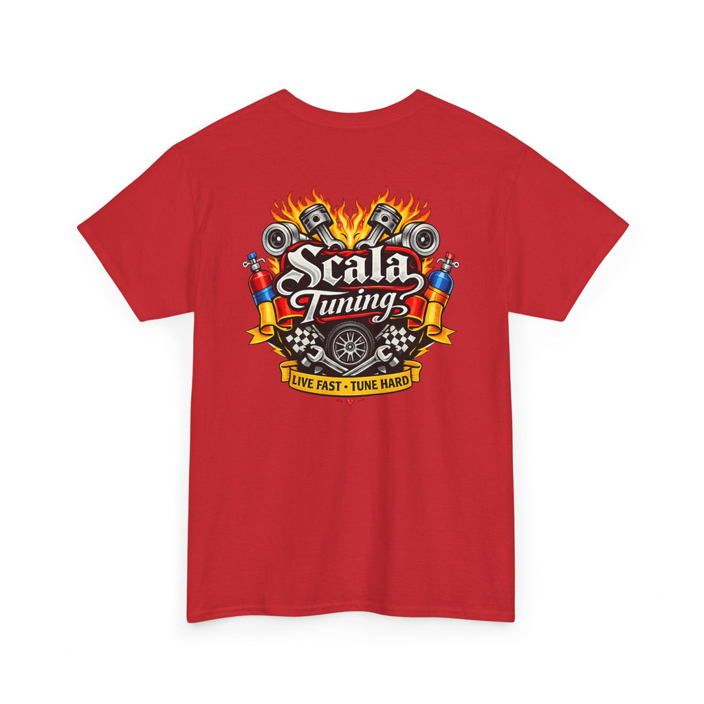T-Shirt — Scala Tuning Crest Graphic Tee (Vintage Motor & Flames)