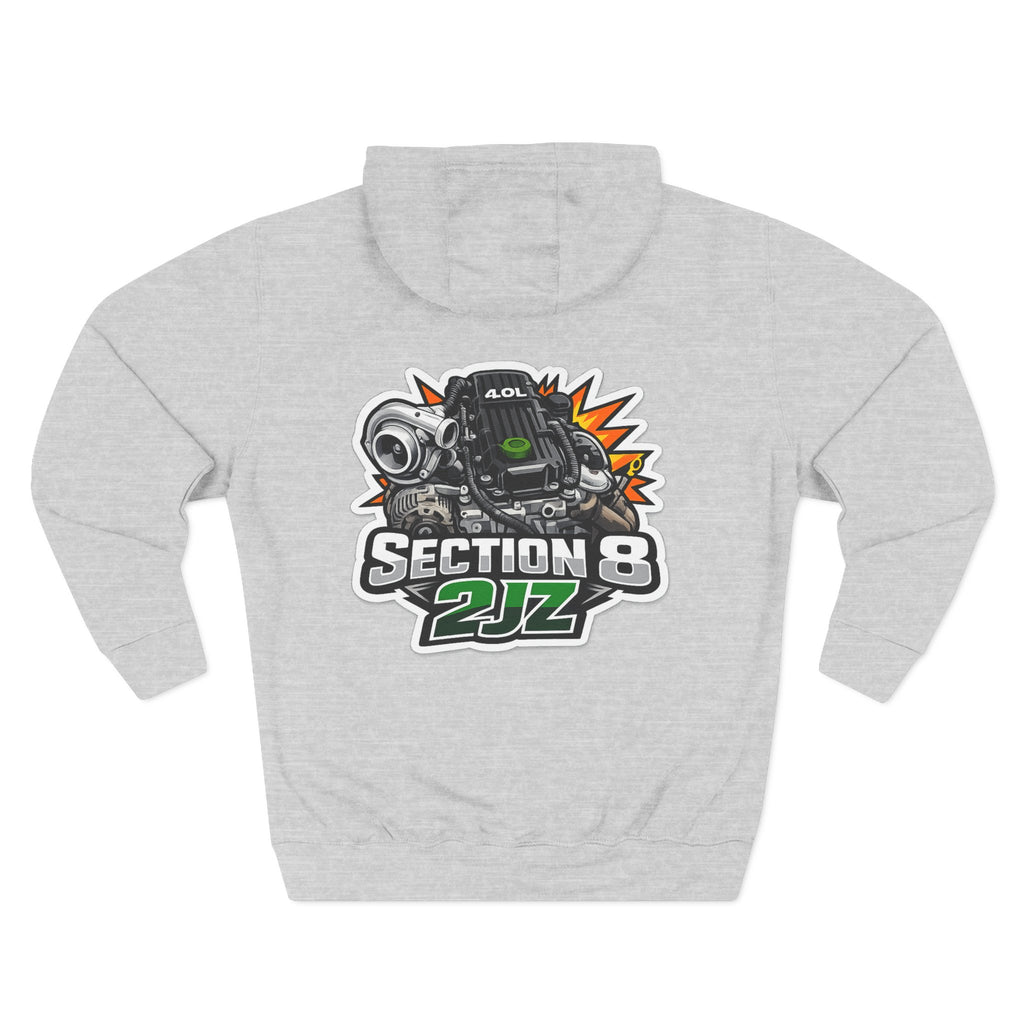 Section 8 2JZ Car Hoodie — Racing Turbo Engine Graphic Fleece Pullover