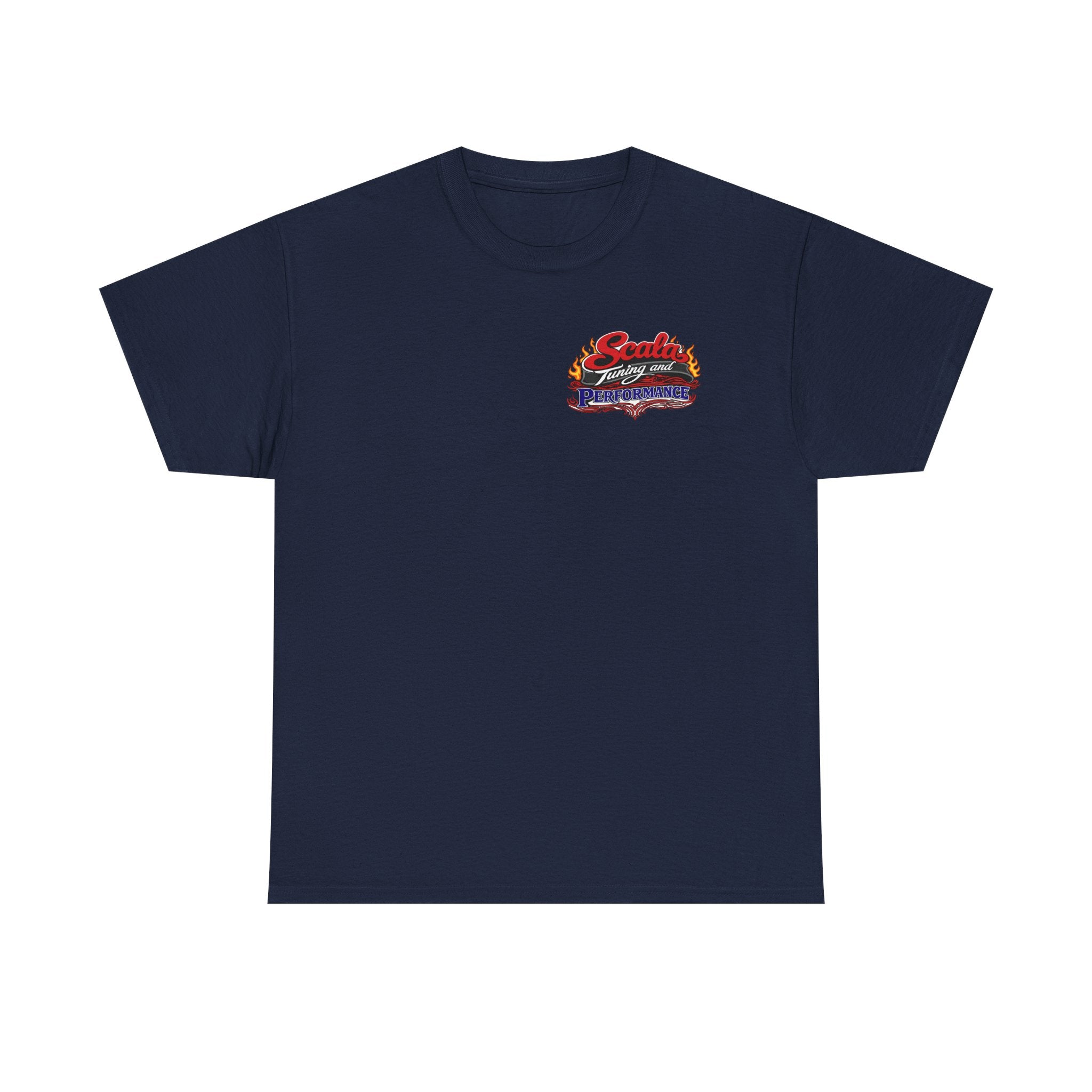 T-Shirt — Scala Tuning Crest Graphic Tee (Vintage Motor & Flames)