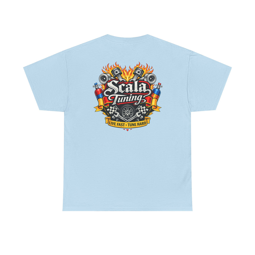 T-Shirt — Scala Tuning Crest Graphic Tee (Vintage Motor & Flames)