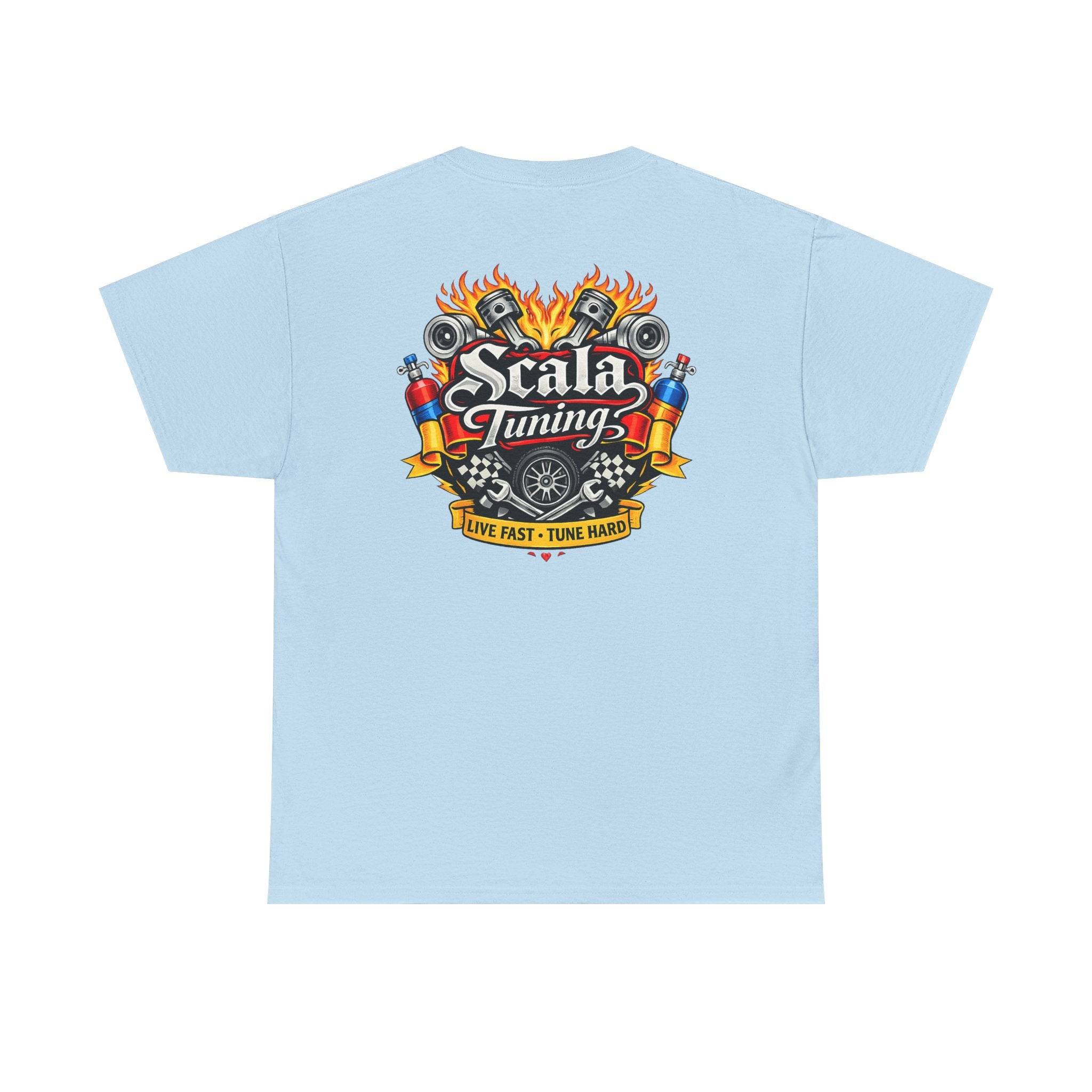 T-Shirt — Scala Tuning Crest Graphic Tee (Vintage Motor & Flames)
