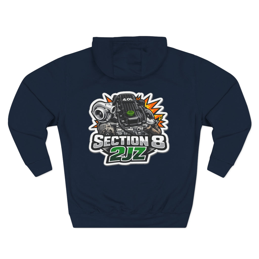 Section 8 2JZ Car Hoodie — Racing Turbo Engine Graphic Fleece Pullover