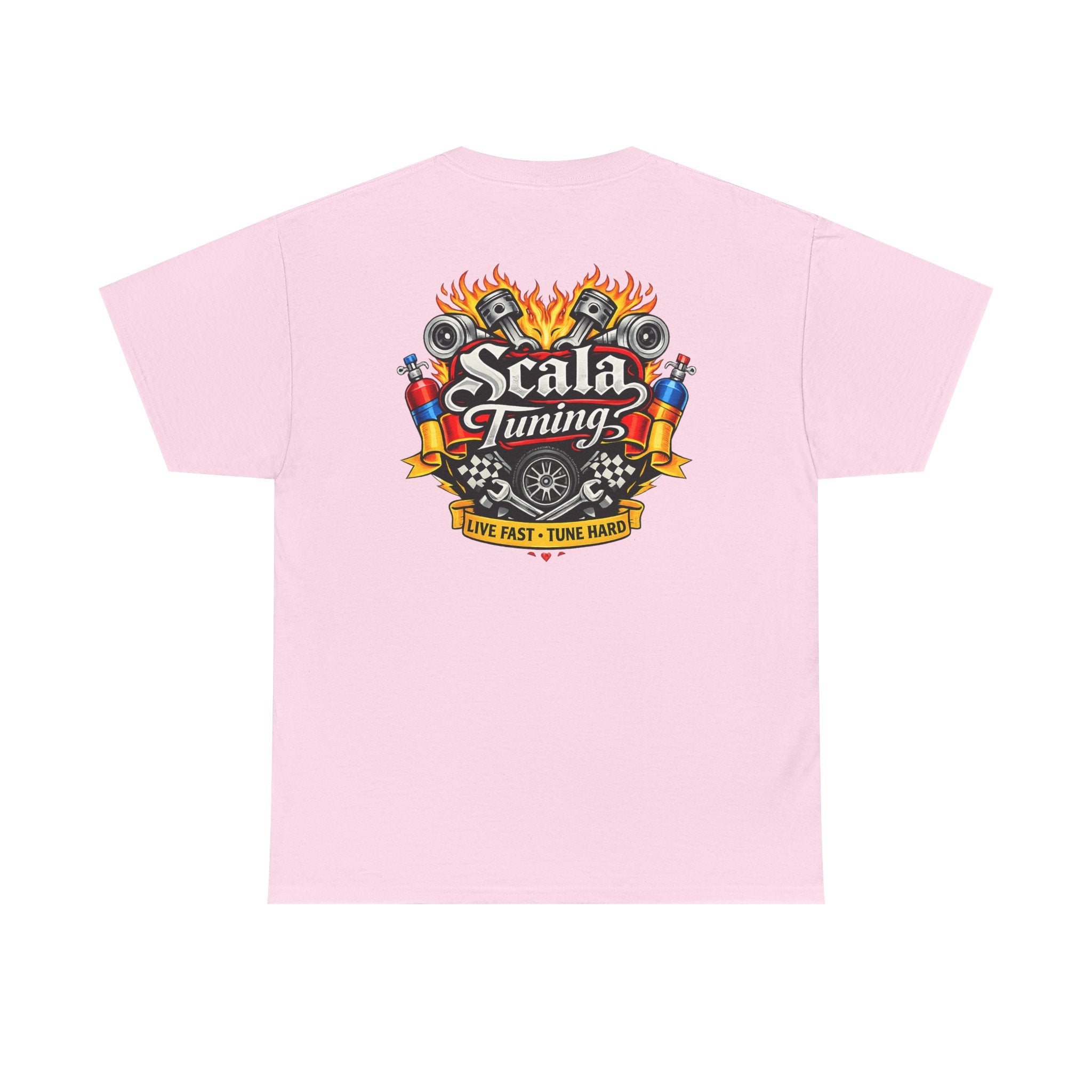 T-Shirt — Scala Tuning Crest Graphic Tee (Vintage Motor & Flames)