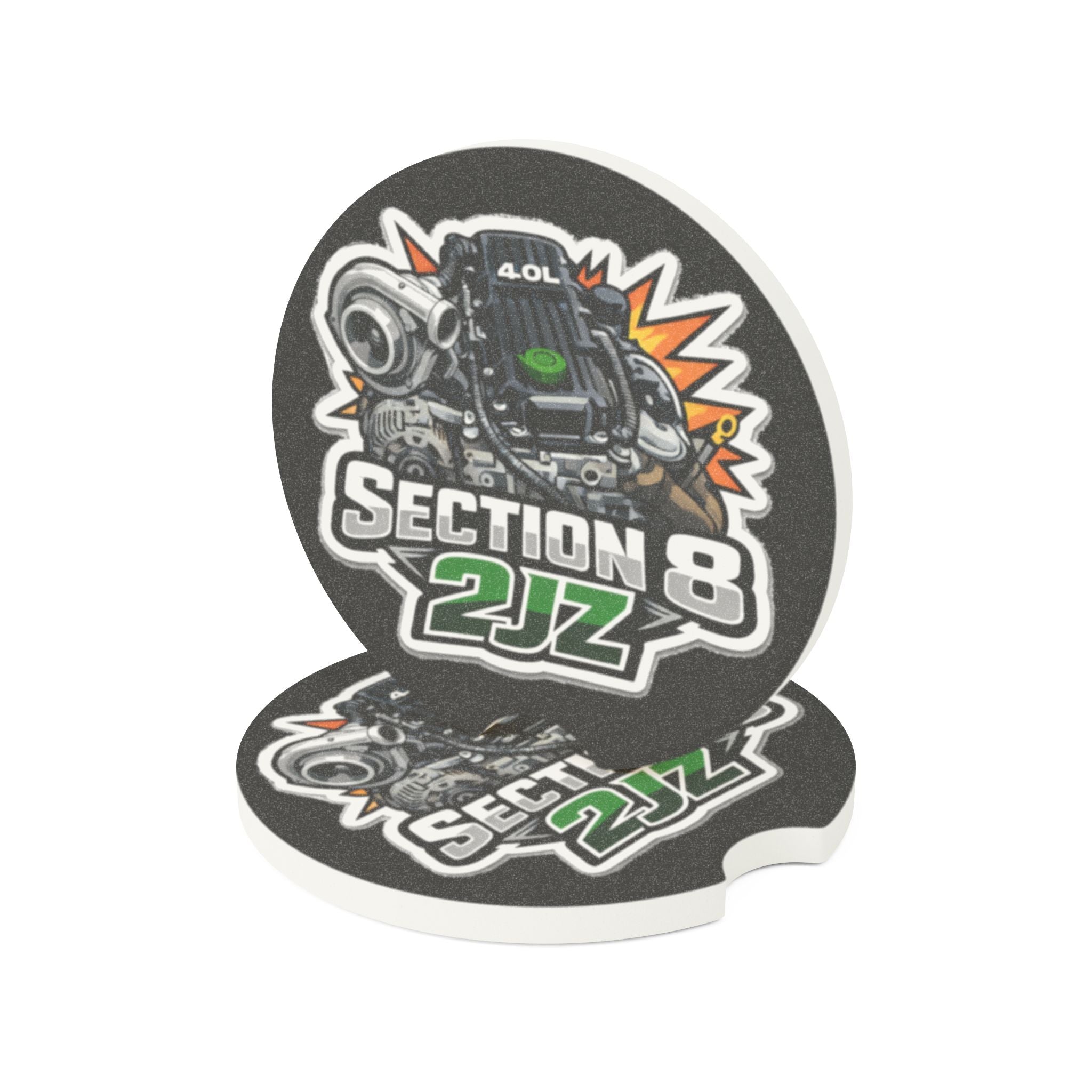 Section 8 2JZ Engine Soapstone Car Coaster — Automotive Motorhead Drink Holder