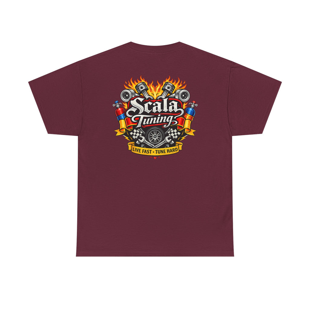 T-Shirt — Scala Tuning Crest Graphic Tee (Vintage Motor & Flames)