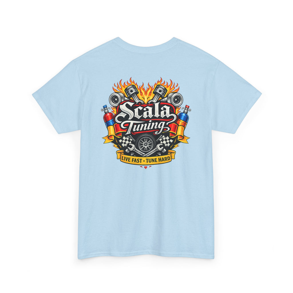 T-Shirt — Scala Tuning Crest Graphic Tee (Vintage Motor & Flames)