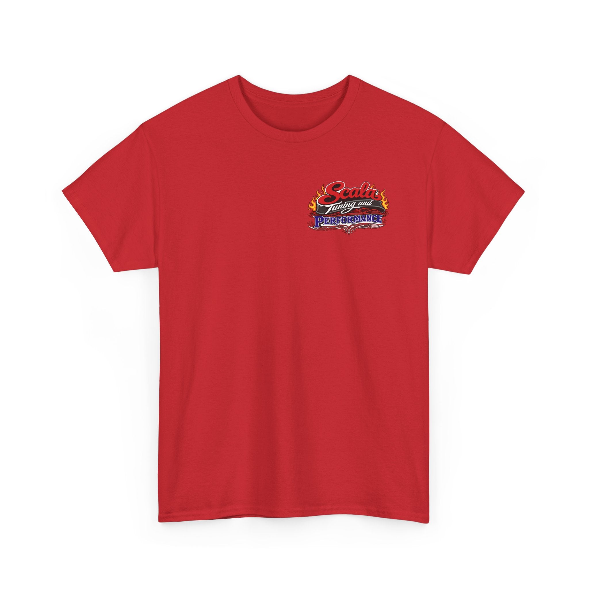 T-Shirt — Scala Tuning Crest Graphic Tee (Vintage Motor & Flames)
