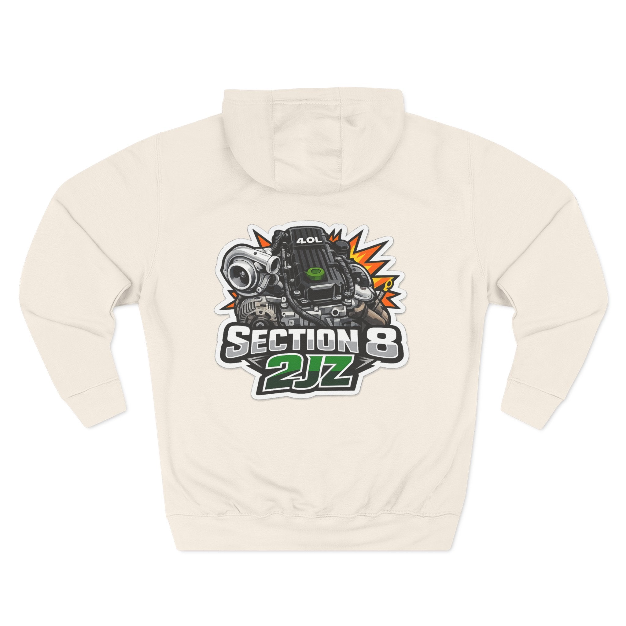 Section 8 2JZ Car Hoodie — Racing Turbo Engine Graphic Fleece Pullover