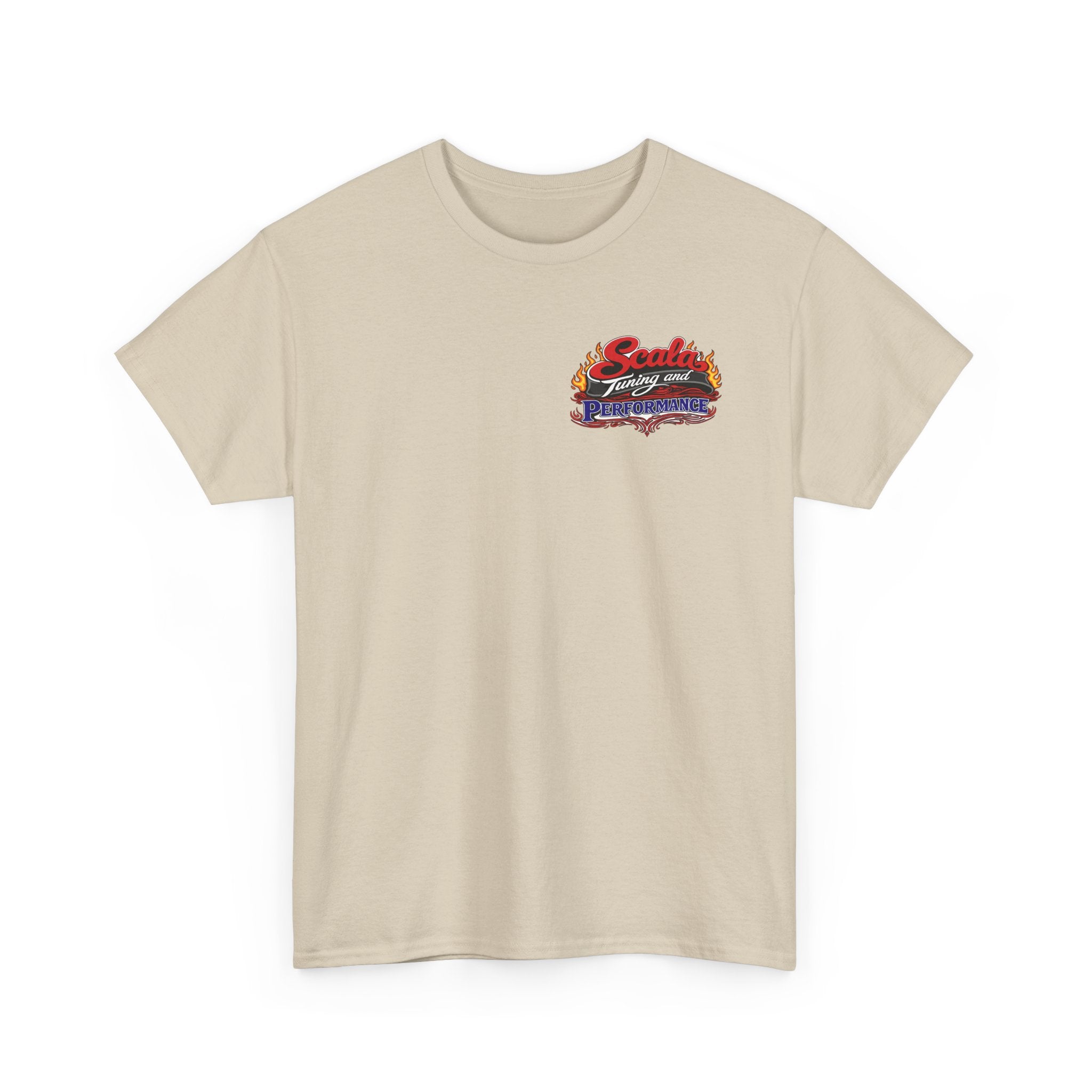 T-Shirt — Scala Tuning Crest Graphic Tee (Vintage Motor & Flames)