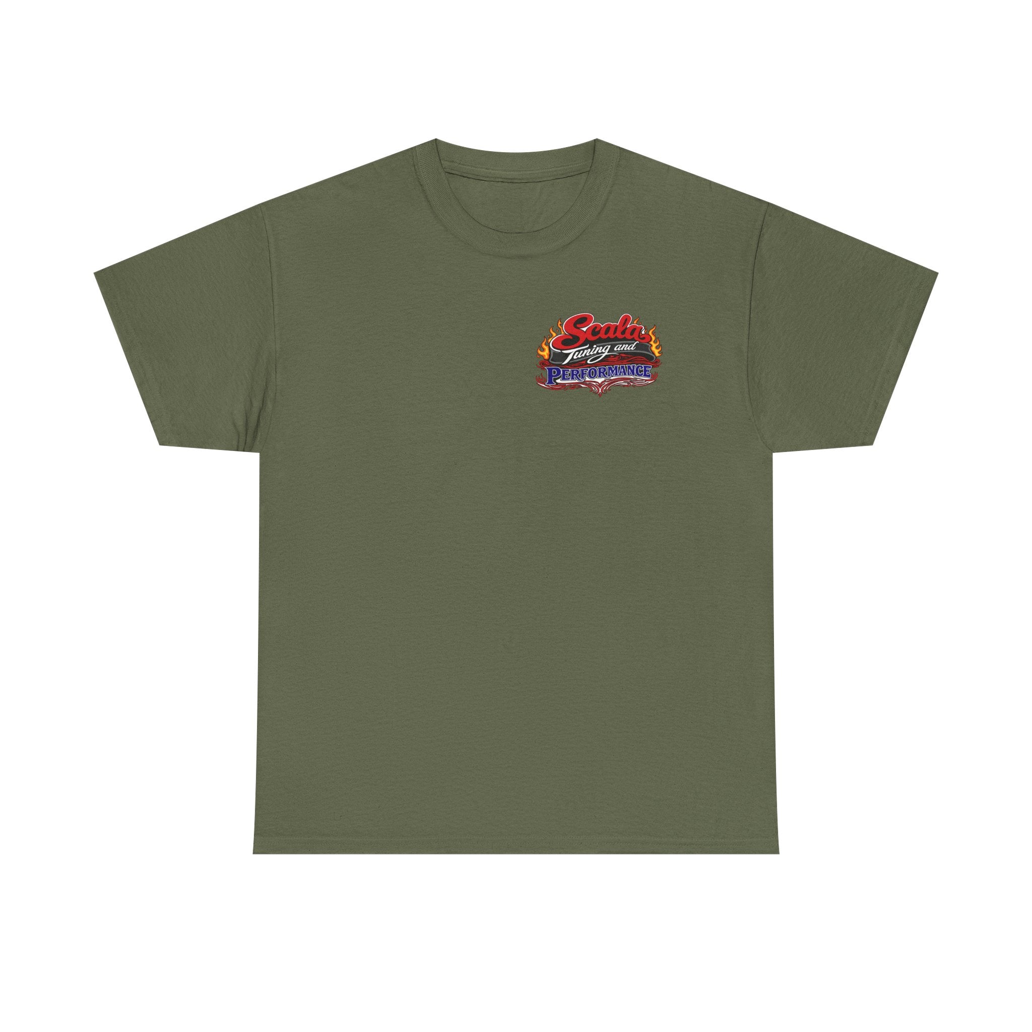 T-Shirt — Scala Tuning Crest Graphic Tee (Vintage Motor & Flames)