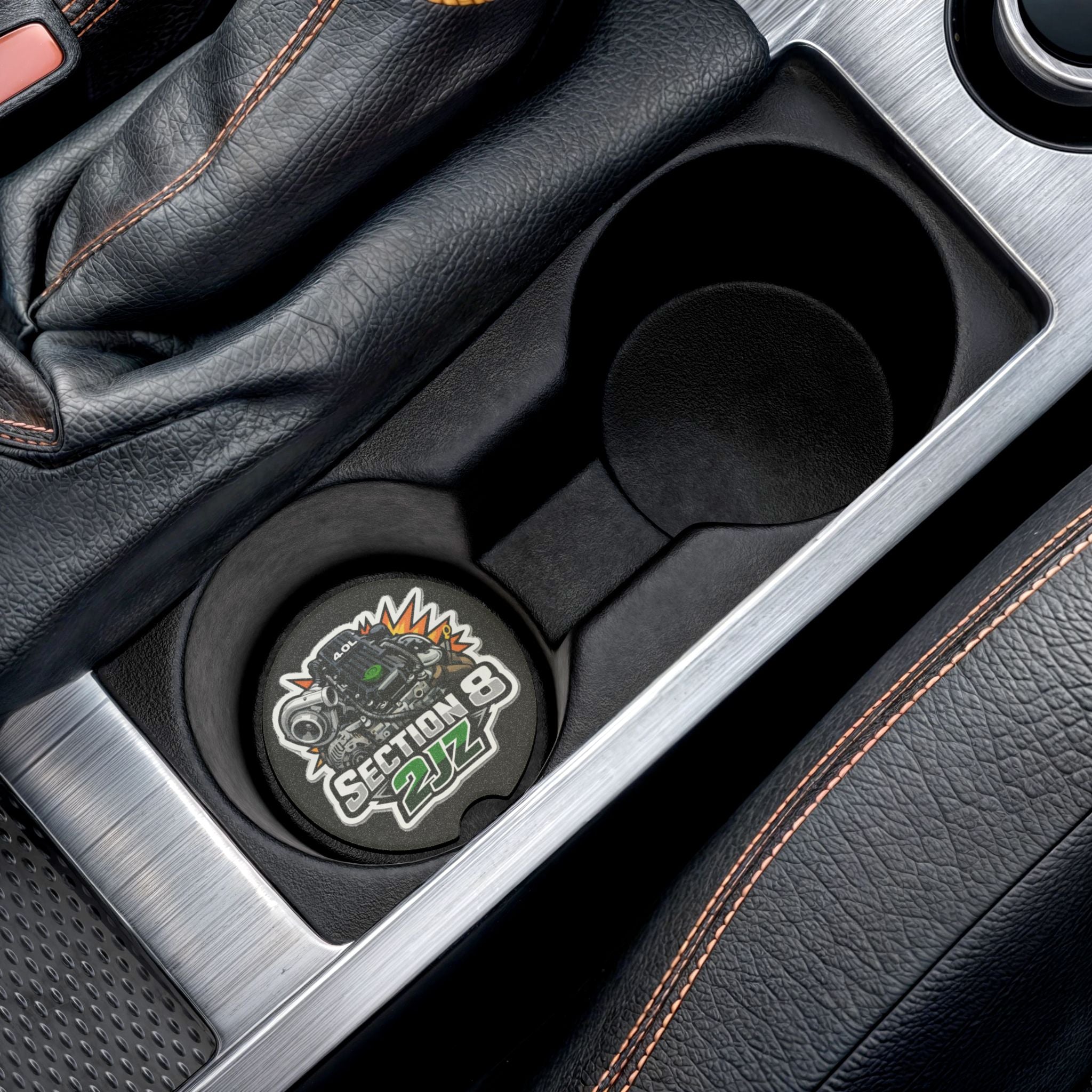 Section 8 2JZ Engine Soapstone Car Coaster — Automotive Motorhead Drink Holder