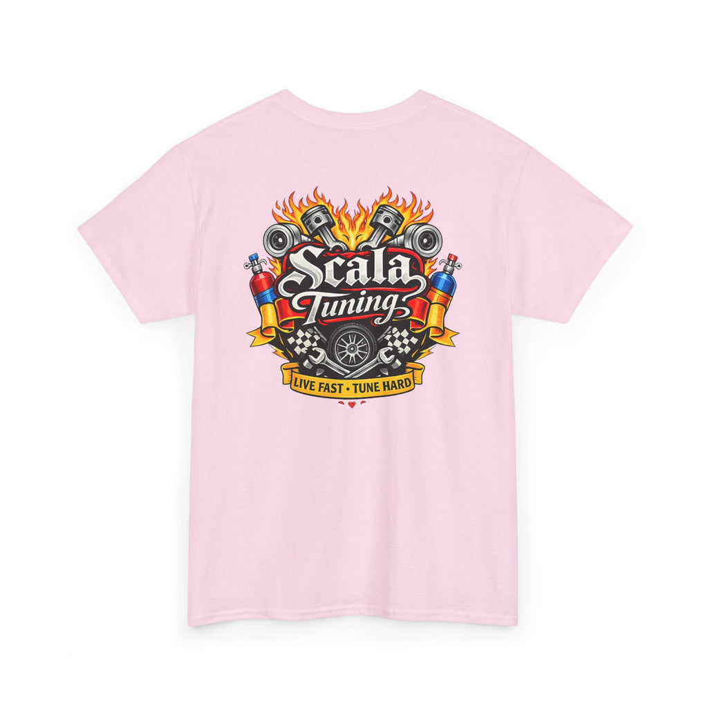 T-Shirt — Scala Tuning Crest Graphic Tee (Vintage Motor & Flames)