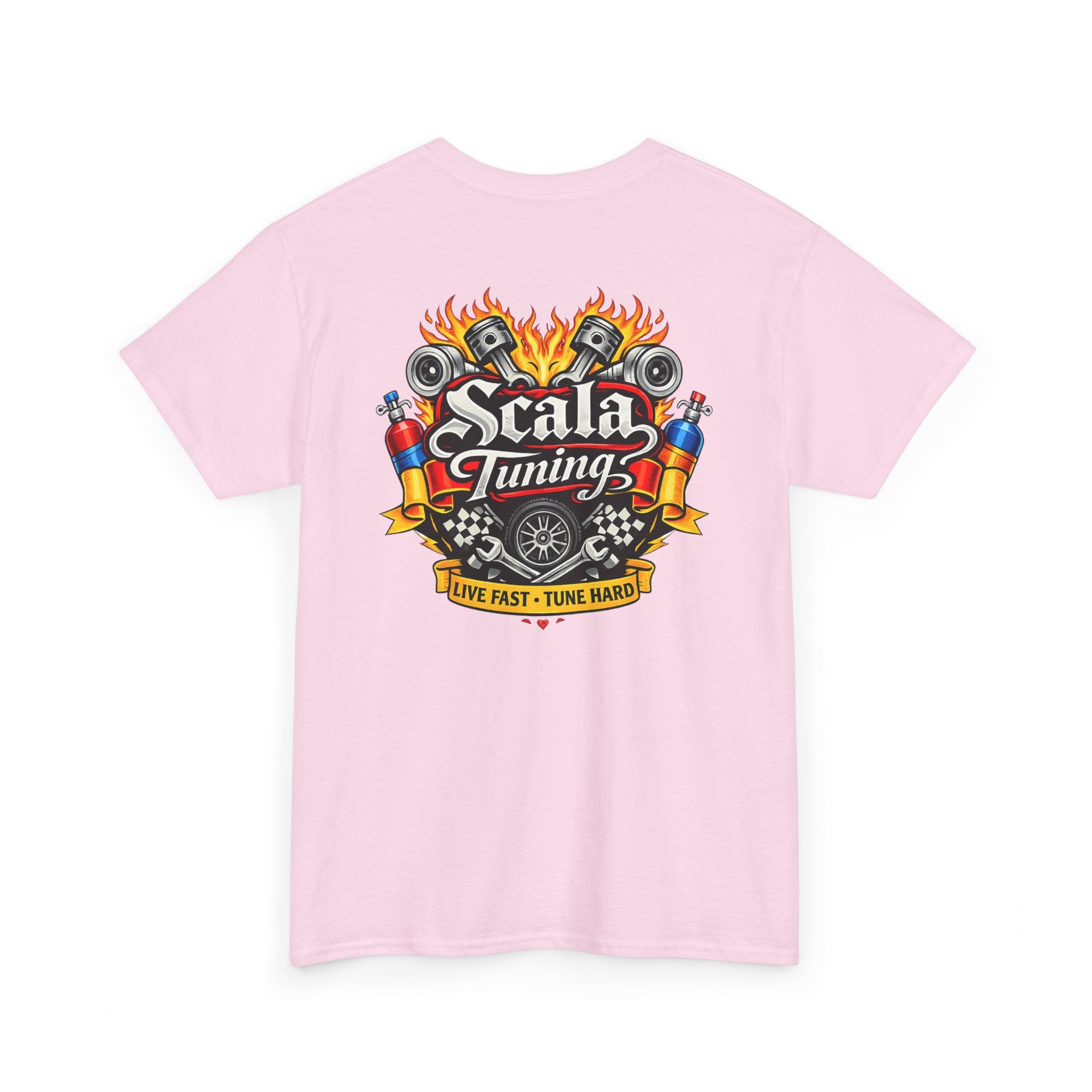 T-Shirt — Scala Tuning Crest Graphic Tee (Vintage Motor & Flames)