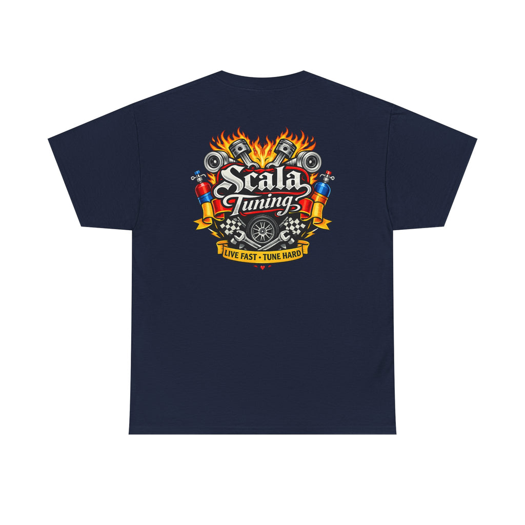 T-Shirt — Scala Tuning Crest Graphic Tee (Vintage Motor & Flames)