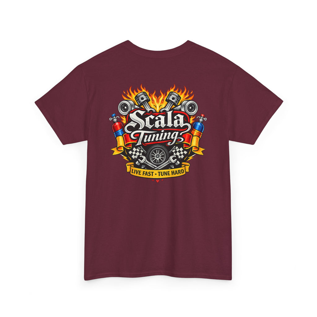 T-Shirt — Scala Tuning Crest Graphic Tee (Vintage Motor & Flames)