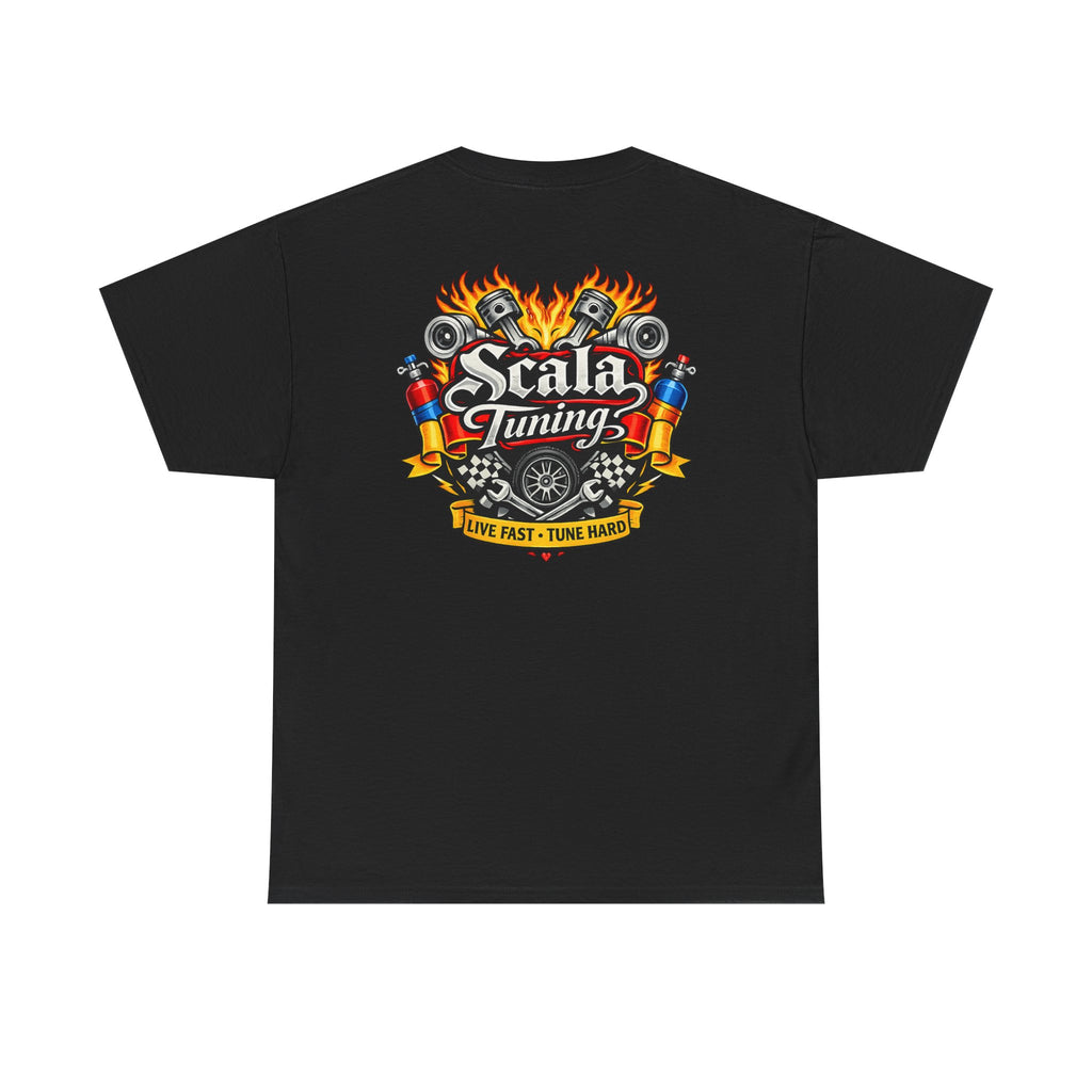 T-Shirt — Scala Tuning Crest Graphic Tee (Vintage Motor & Flames)