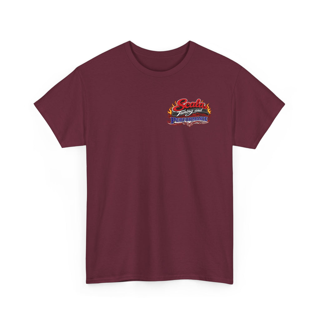T-Shirt — Scala Tuning Crest Graphic Tee (Vintage Motor & Flames)