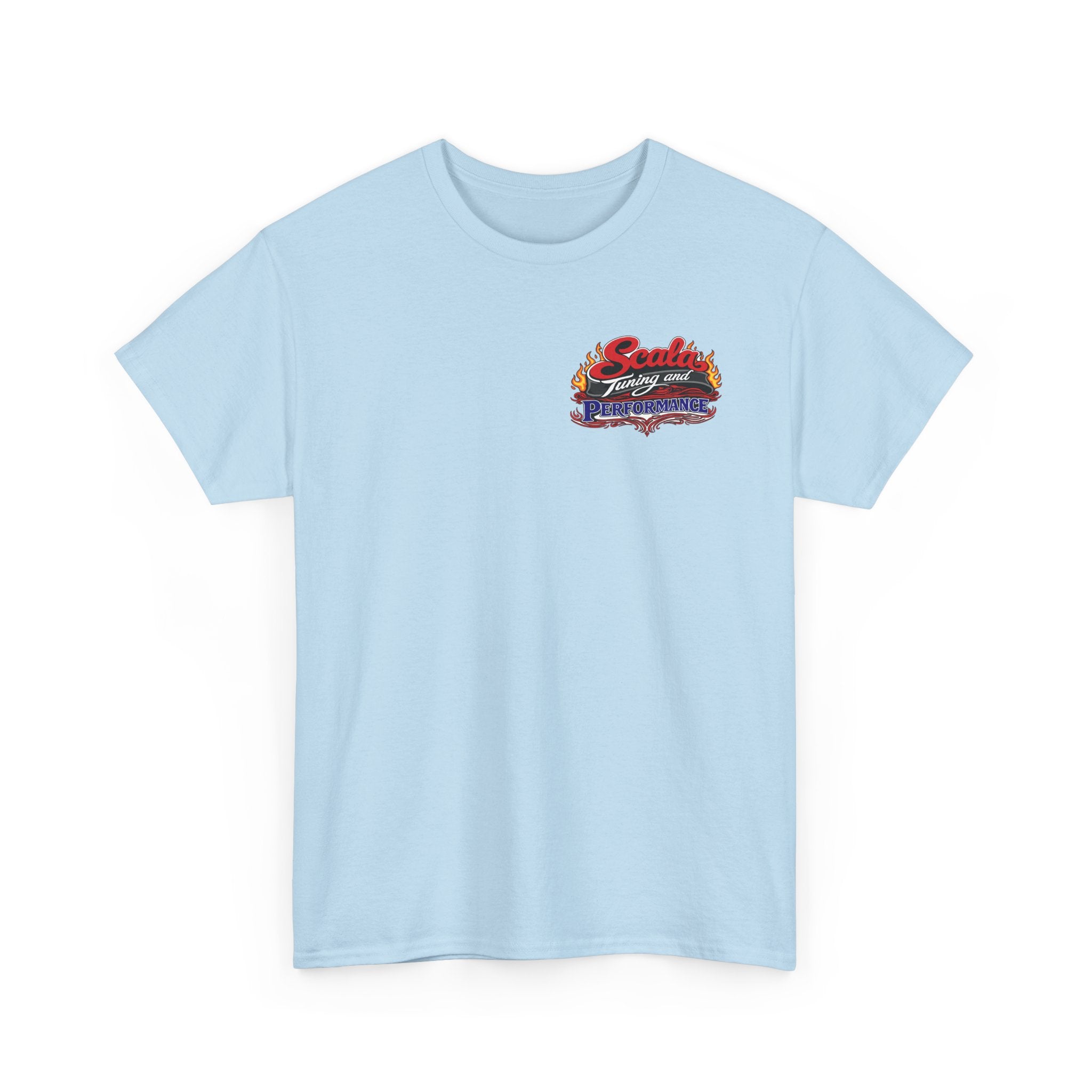T-Shirt — Scala Tuning Crest Graphic Tee (Vintage Motor & Flames)